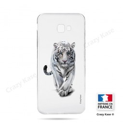 Coque compatible Galaxy J4 Plus souple Tigre blanc - Crazy Kase