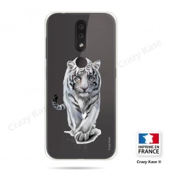 Coque compatible Nokia 4.2 souple Tigre blanc - Crazy Kase